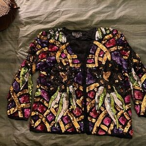 Vintage Joseph Le Bon sequined jacket in jewel tones.it is Size Large.